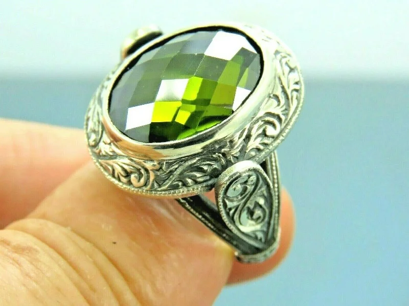 Celebrate Every Occasion With Sparkling Savings Turkish Handmade Jewelry 925 Sterling Silver Peridot Stone Men's Rings