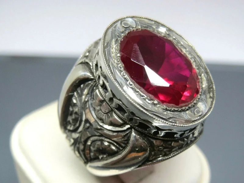 High-Quality Gemstone Jewelry For Special Occasions Turkish Handmade Jewelry 925 Sterling Silver Ruby Stone Mens Rings