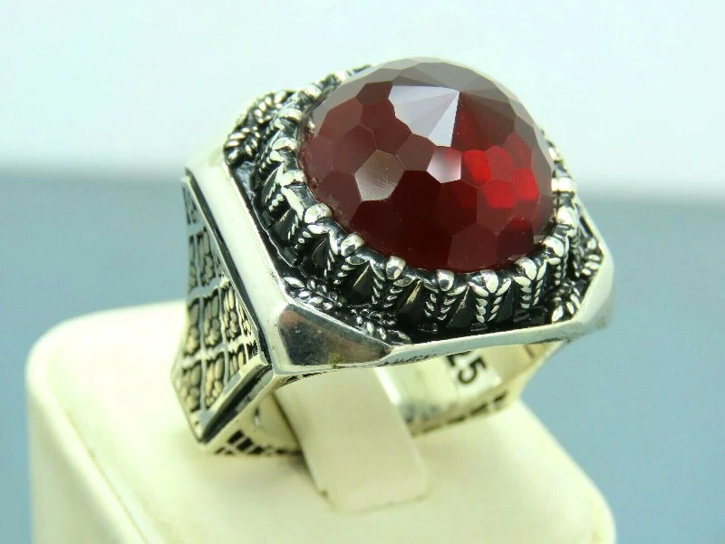 Premium Diamond Jewelry For Unforgettable Moments Turkish Handmade Jewelry 925 Sterling Silver Ruby Stone Mens Rings