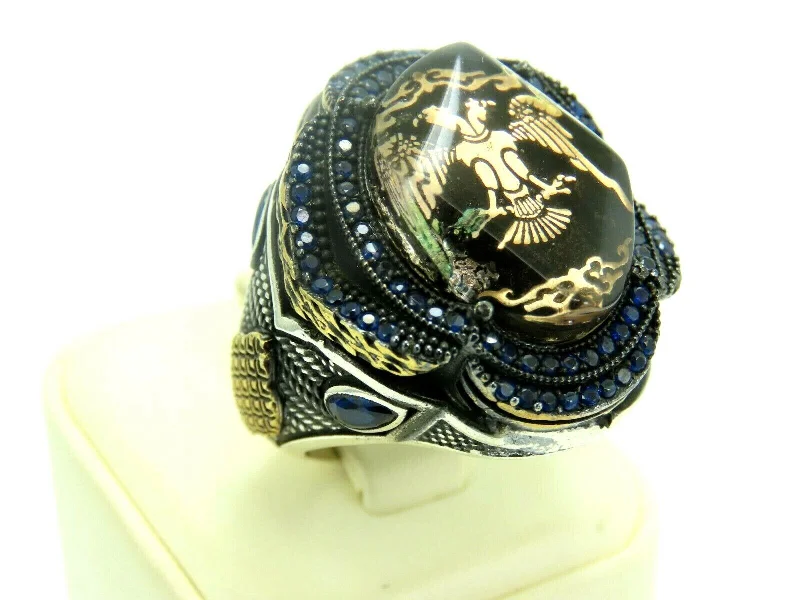 Unique Jewelry Designs Now At Discounted Rates Turkish Handmade Jewelry 925 Sterling Silver Sapphire Stone Imperial Design Mens Rings