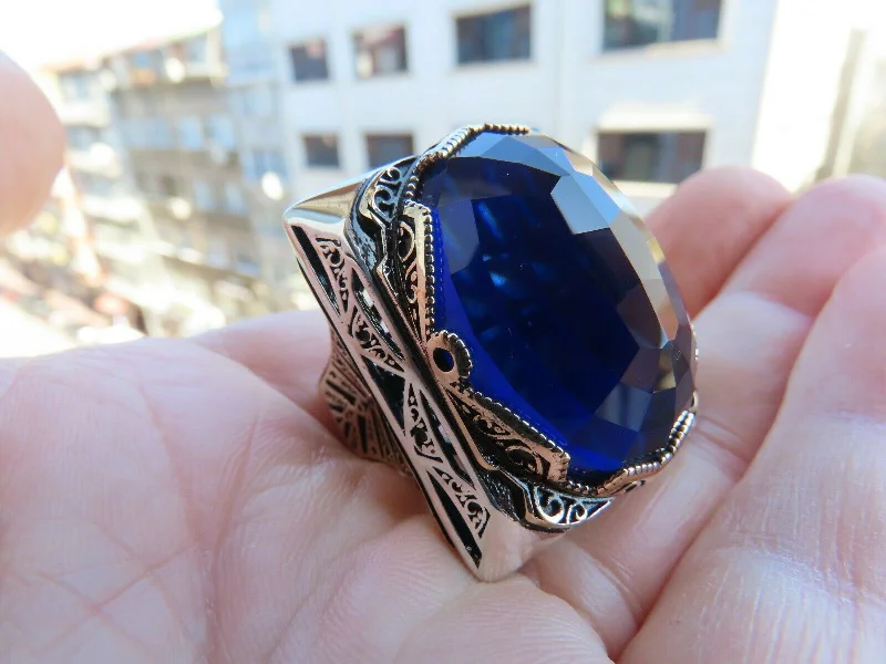 Handmade Pearl Jewelry For Timeless Elegance Turkish Handmade Jewelry 925 Sterling Silver Sapphire Stone Mens Rings