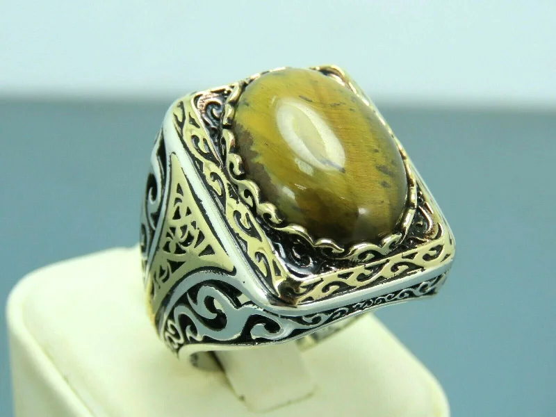 Flash Sale On Stunning Jewelry – Don't Miss Out Turkish Handmade Jewelry 925 Sterling Silver Tiger's Eye Stone Mens Rings Flash Sale On Stunning Jewelry – Don't Miss Out Turkish Handmade Jewelry 925 Sterling Silver Tiger's Eye Stone Mens Rings