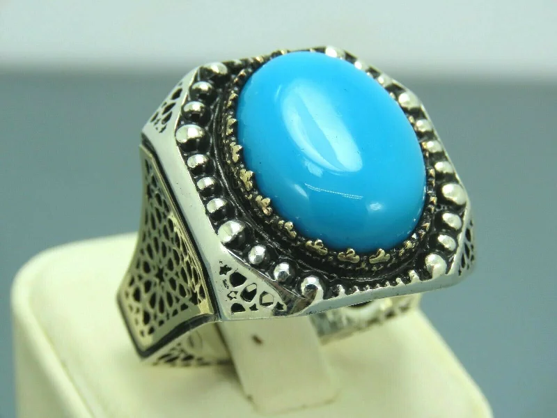 Personalized Engraved Jewelry For Meaningful Gifts Turkish Handmade Jewelry 925 Sterling Silver Turquoise Stone Mens Rings