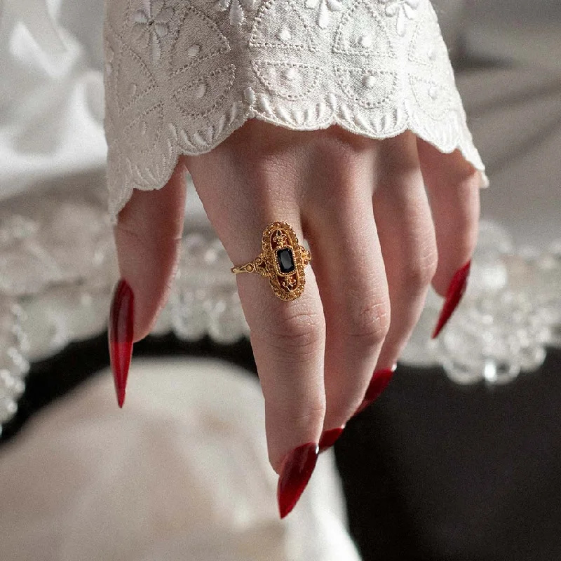 Upgrade Your Jewelry Collection For Less VANYA. Vampesque Black Onyx Ring - Gold