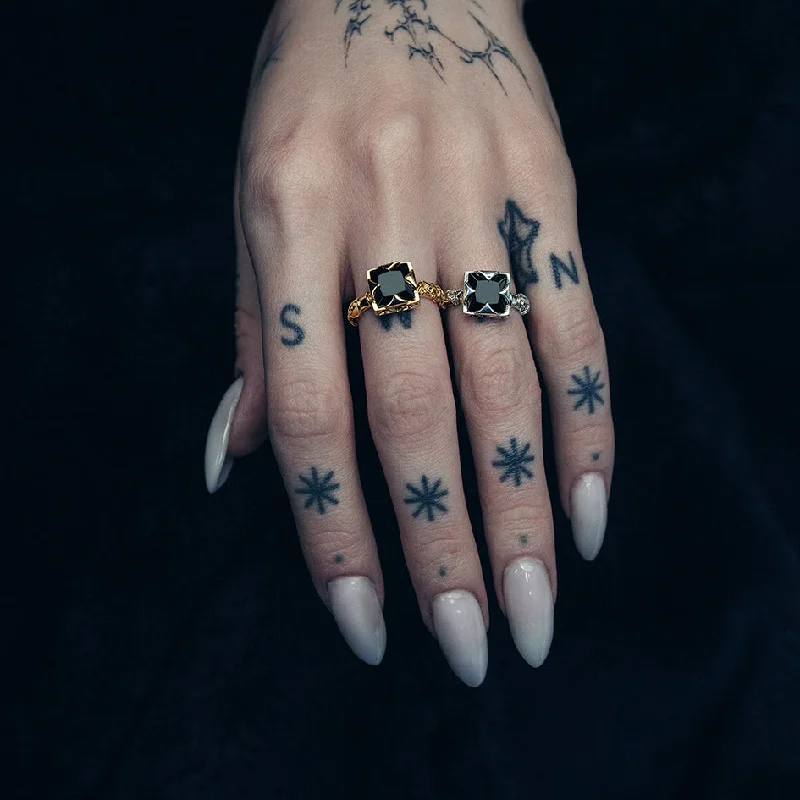 Affordable Glamour – Premium Jewelry For Less VAULT. Square Onyx & Ivy Ring - Gold