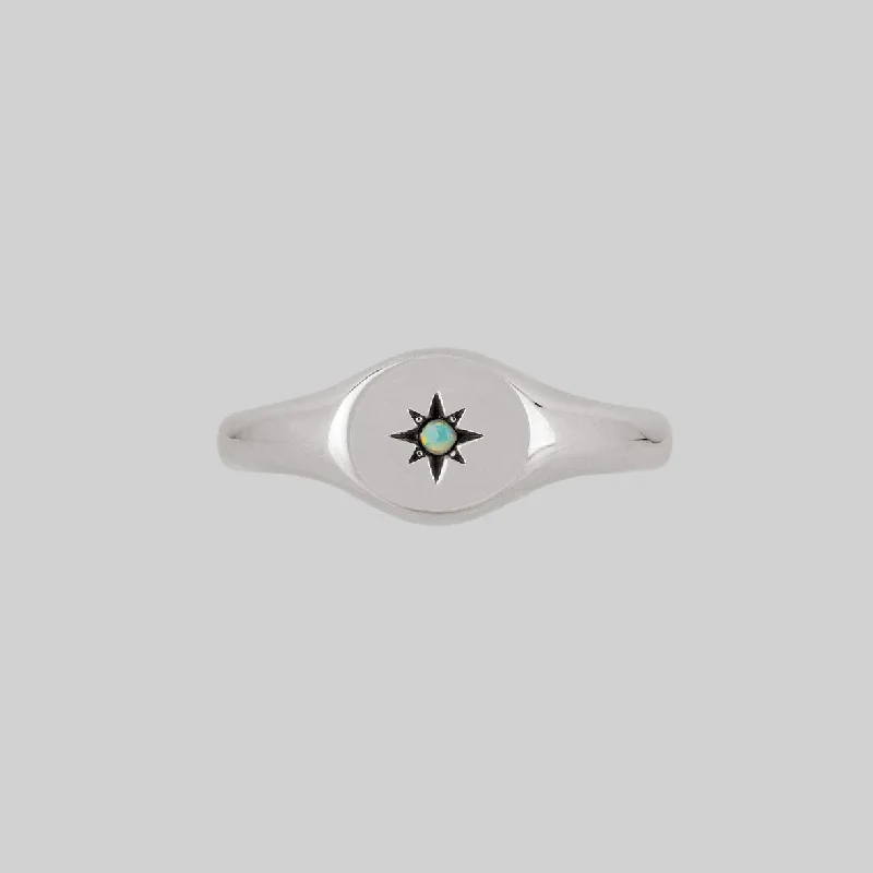 Elegant Necklaces And Bracelets At Limited-Time Offers VICTORIA. Opal Signet Ring - Silver