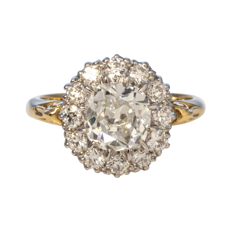 Celebrate Every Occasion With Sparkling Savings Victorian Style 2.38ctw Old Mine Diamond Cluster Engagement Ring