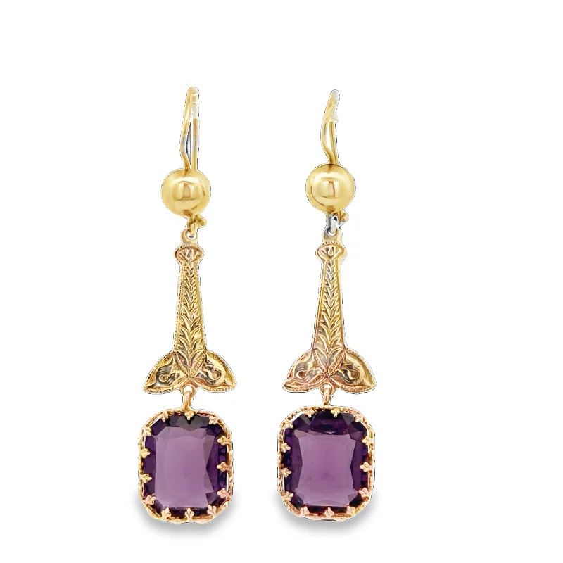 Special Jewelry Deals – Upgrade Your Collection Vintage Art Deco Amethyst Dangle Earrings in Yellow Gold Special Jewelry Deals – Upgrade Your Collection Vintage Art Deco Amethyst Dangle Earrings in Yellow Gold