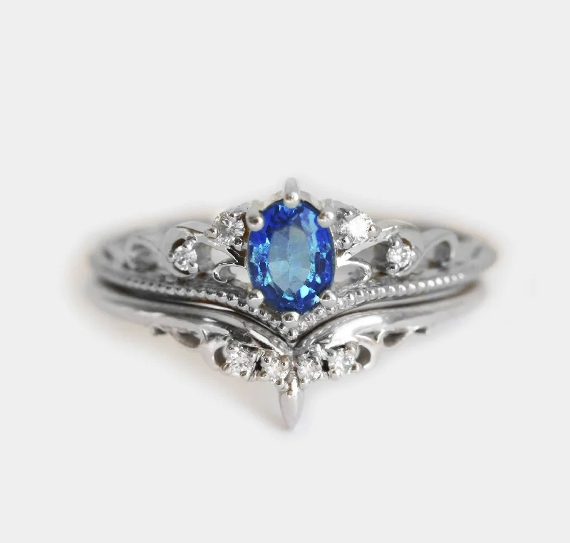 Holiday Jewelry Sale – Perfect Gifts At The Best Prices Jacqueline Vintage Blue Sapphire Diamond Ring Set Holiday Jewelry Sale – Perfect Gifts At The Best Prices Jacqueline Vintage Blue Sapphire Diamond Ring Set