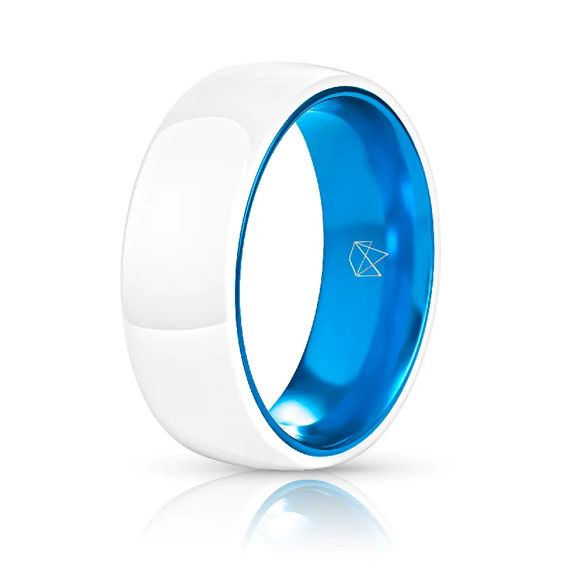 Discounted Jewelry For A Glamorous Look White Ceramic Ring - Resilient Blue