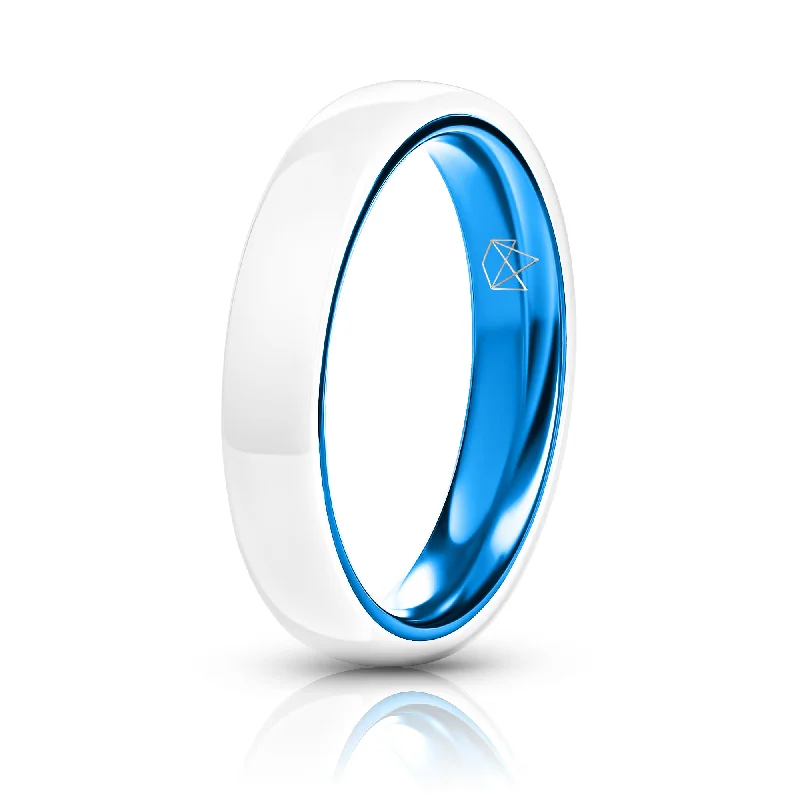 Chic, Trendy, And Affordable Jewelry Sale White Ceramic Ring - Resilient Blue - 4MM