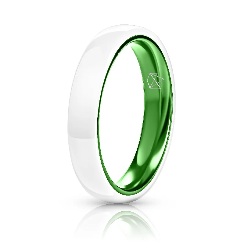 Must-Have Jewelry Pieces At Reduced Prices White Ceramic Ring - Resilient Green - 4MM Must-Have Jewelry Pieces At Reduced Prices White Ceramic Ring - Resilient Green - 4MM