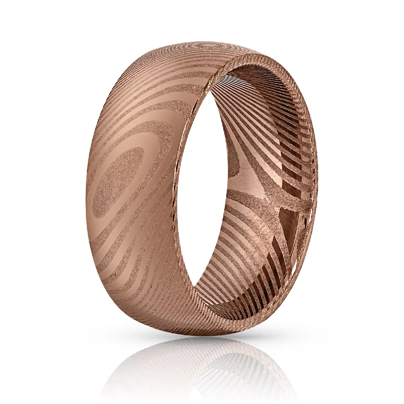 Grab Stylish Jewelry Before The Sale Ends Wood Grain Damascus Steel Ring - Copper Minimalist Grab Stylish Jewelry Before The Sale Ends Wood Grain Damascus Steel Ring - Copper Minimalist