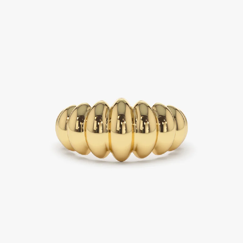 Romantic Heart-Shaped Jewelry For Special Gifts 14k Gold Bold Dome Croissant Ring