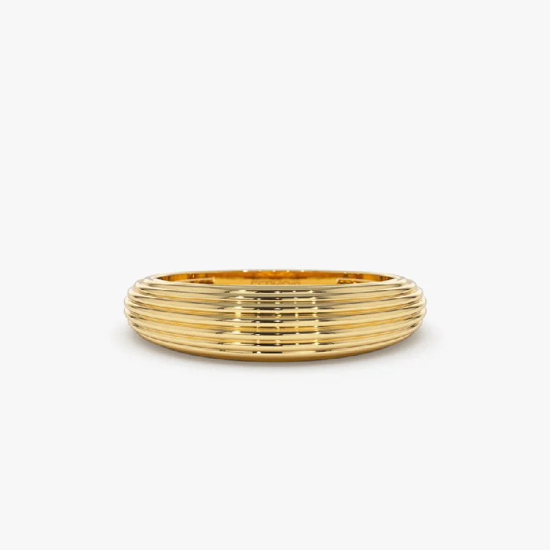 Buy More, Save More On Stunning Jewelry Pieces 14k Unique Multi Lined 5MM Dome Gold Ring Buy More, Save More On Stunning Jewelry Pieces 14k Unique Multi Lined 5MM Dome Gold Ring