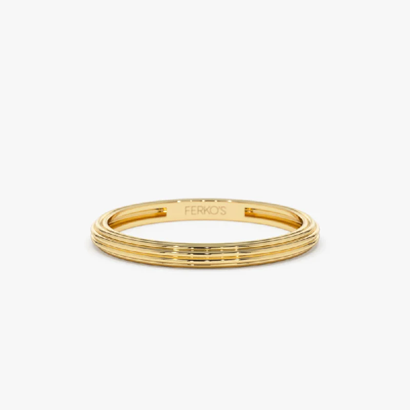 Fine Jewelry, Limited-Time Offers Available 14k Unique Multi Lined 2MM Gold Ring
