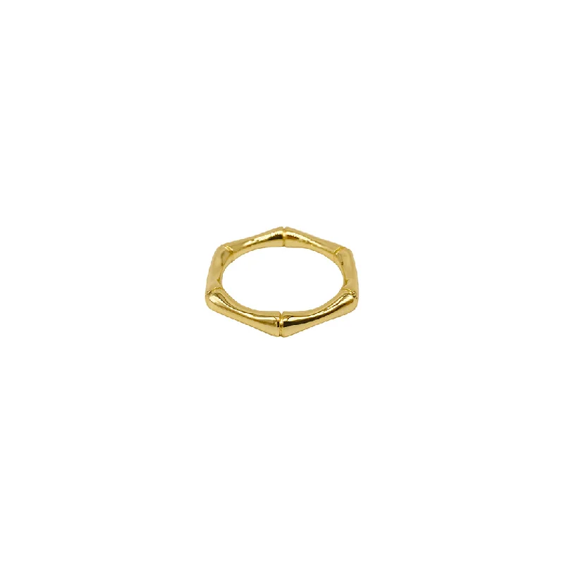 Handmade Pearl Jewelry For Timeless Elegance Tarnish Resistant 14k Gold Plated 3mm Bamboo Band Ring Handmade Pearl Jewelry For Timeless Elegance Tarnish Resistant 14k Gold Plated 3mm Bamboo Band Ring