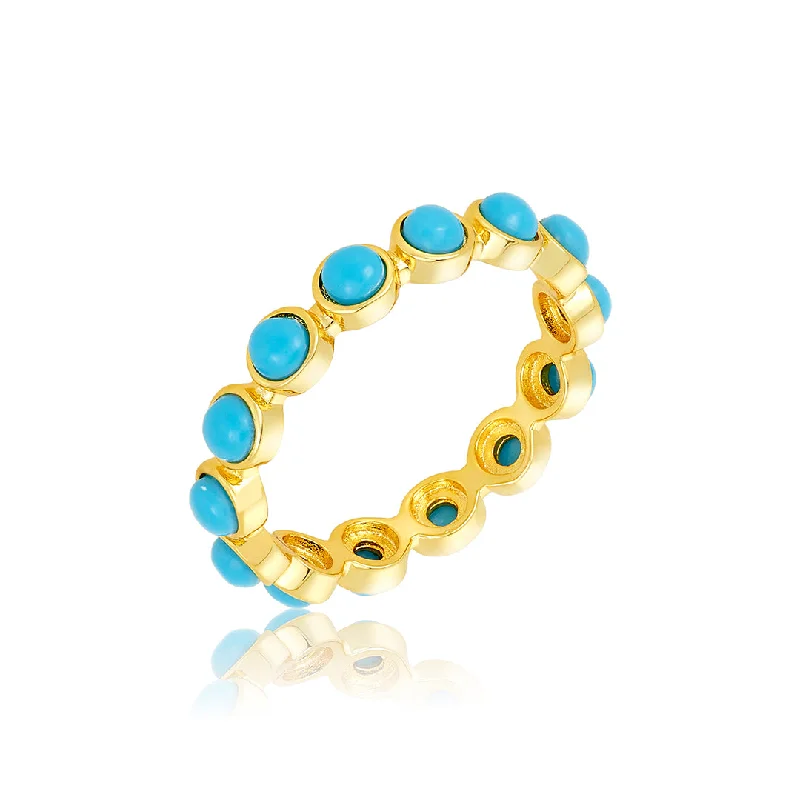 Fashion-Forward Jewelry At Exclusive Discounts 14k Gold Plated 4mm Bezeled Turquoisette Eternity Band Ring Fashion-Forward Jewelry At Exclusive Discounts 14k Gold Plated 4mm Bezeled Turquoisette Eternity Band Ring