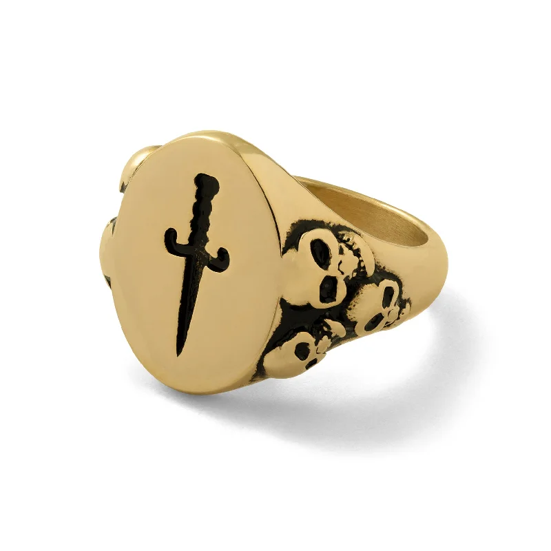 Limited-Time Offer On Elegant Jewelry Pieces Graveyard Signet Ring (Gold)
