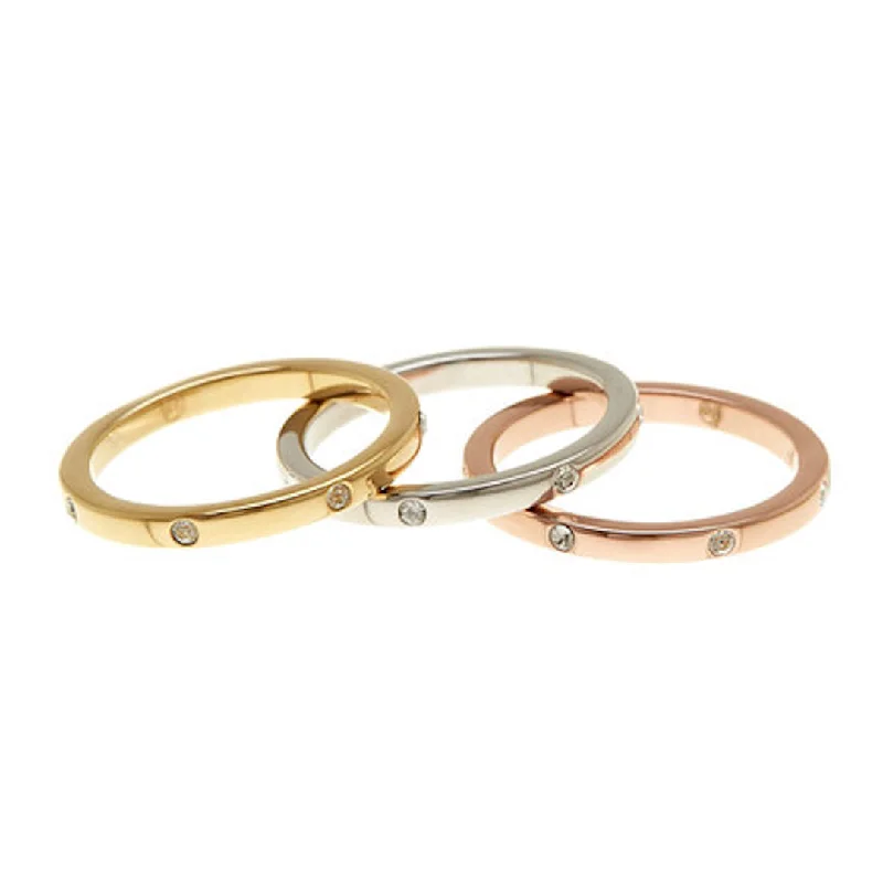 Flash Sale On Stunning Jewelry – Don't Miss Out Tarnish Resistant Tri-Color Dotted Eternity Band Set