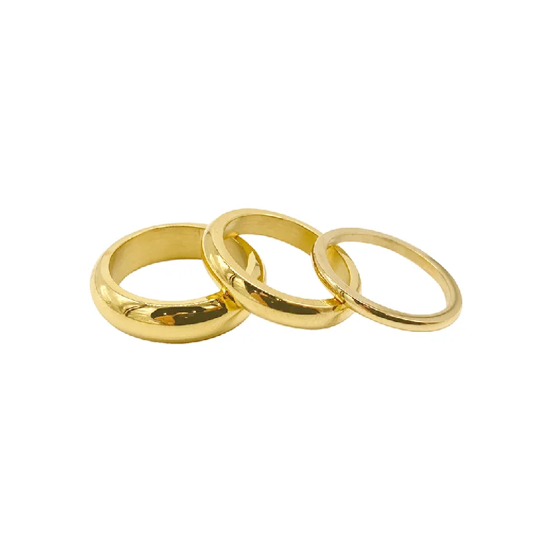 Exclusive Online Discounts On Stylish Jewelry Tarnish Resistant 14k Gold Plated Matte Stacking Band Set Exclusive Online Discounts On Stylish Jewelry Tarnish Resistant 14k Gold Plated Matte Stacking Band Set
