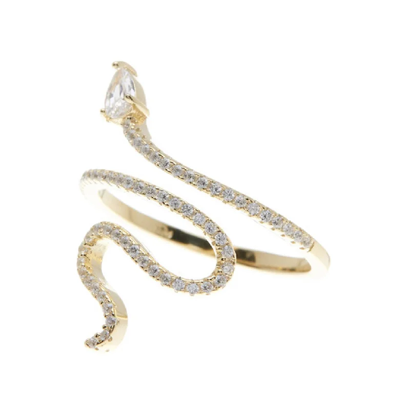 Luxury Jewelry At Unbeatable Discounts 14k Gold Plated Snake Crystal Ring
