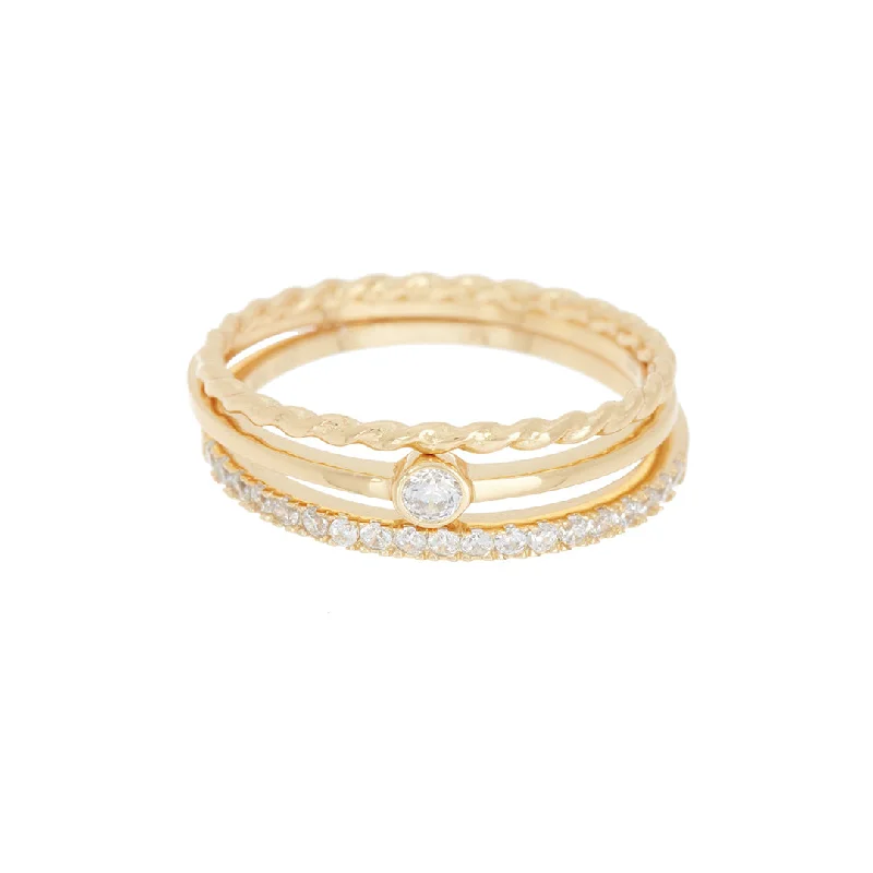 Make Your Outfit Shine With Discounted Jewelry 14k Gold Plated Three Band Ring Set
