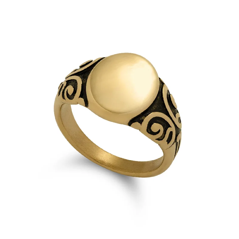 Premium Jewelry Now Available At Special Discounts Mini Oval Scroll Signet Ring (Gold) Premium Jewelry Now Available At Special Discounts Mini Oval Scroll Signet Ring (Gold)