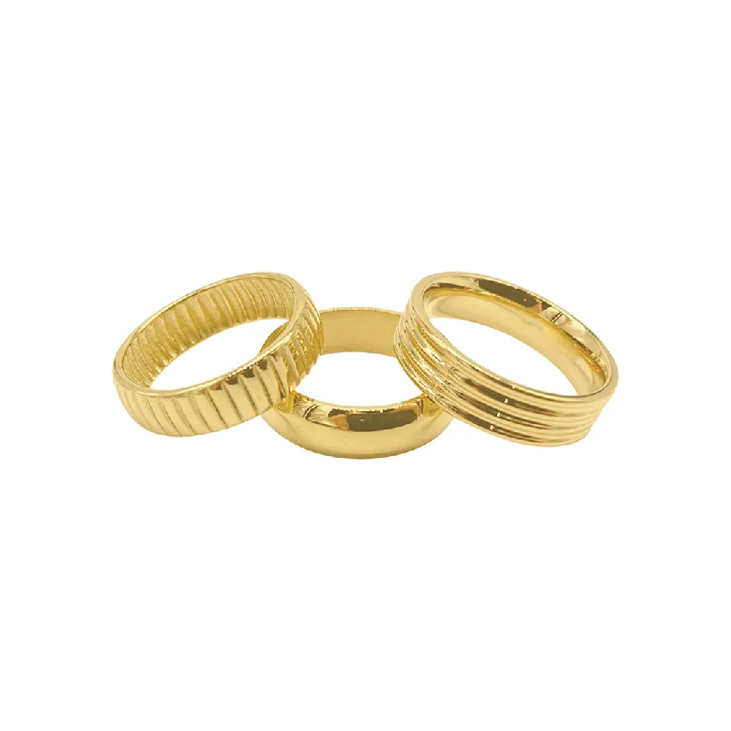 Exclusive Jewelry Sale – Limited-Time Discounts Tarnish Resistant 14k Gold Plated Wide Stacking Band Set Exclusive Jewelry Sale – Limited-Time Discounts Tarnish Resistant 14k Gold Plated Wide Stacking Band Set