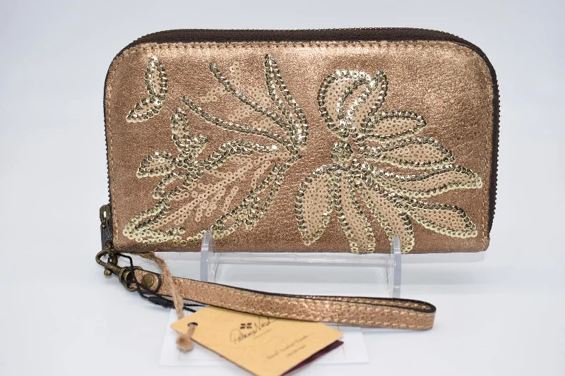 Patricia Nash Biscay Wristlet in Bronze Sequin