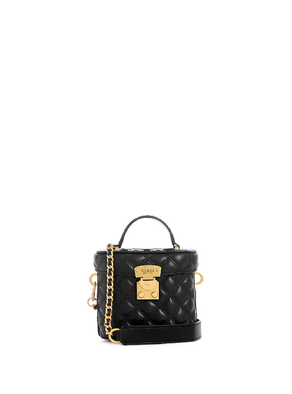 Black Giully Quilted Mini Cannister Bag