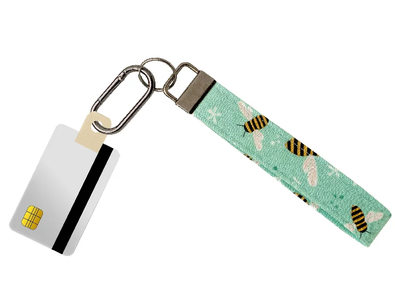 Blue Sky Bees Fabric Keychain, Key Fob (Carabiner & Tabber Grabbers Not Included)