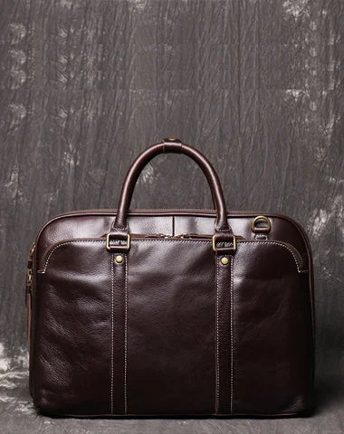 Brown Leather Mens Business 15.6 inches Laptop Work Briefcase Handbag Briefcase Business Bags For Men