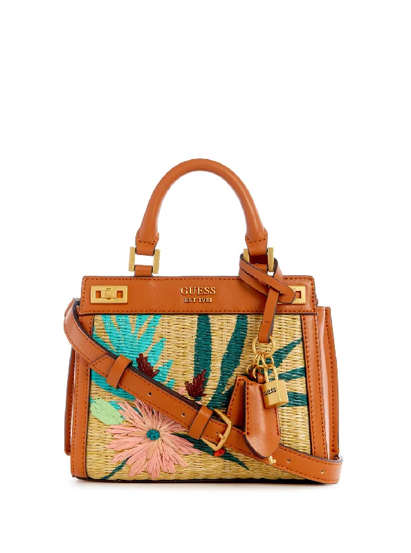 Cognac Floral Katey Mini Satchel Bag