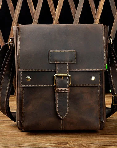 Cool Retro Leather Mens Tablet Messenger Bag Small Side Bag Messenger Bag For Men