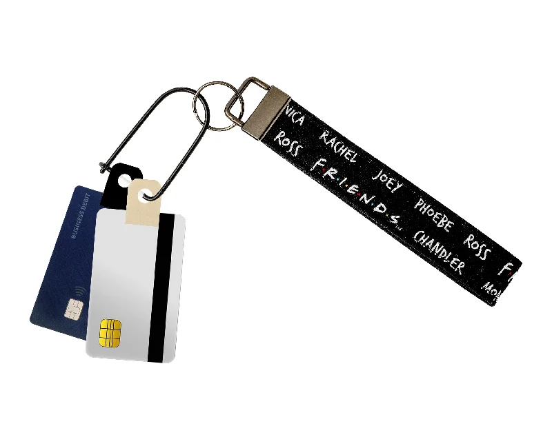 Friends Black and White Fabric Keychain, Key Fob (Carabiner & Tabber Grabbers Not Included)