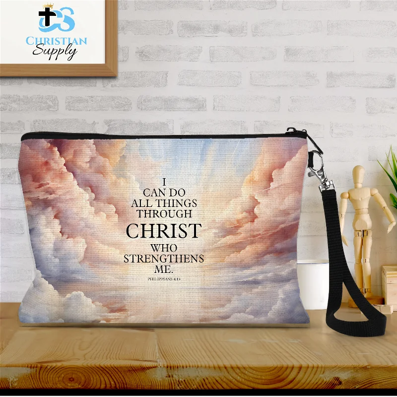 I Can Do All Things Through Christ Clouds Wristlet