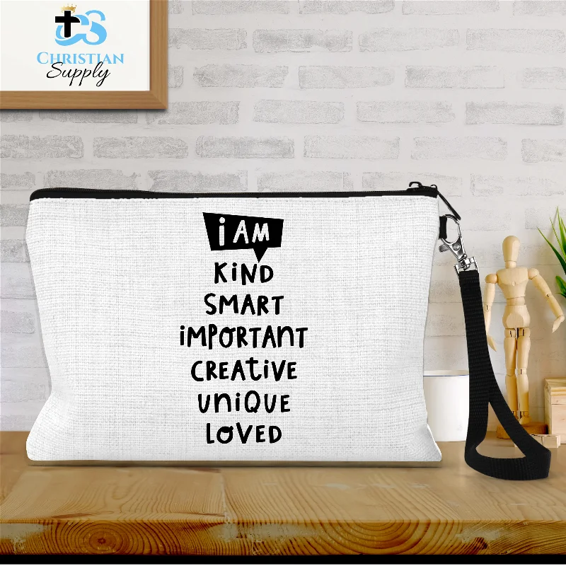 Kids I Am Kind Smart Important Creative  Unique Loved Wristlet