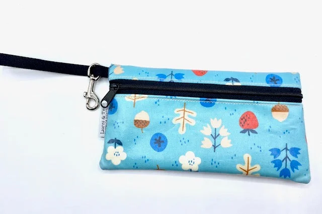 Large Wristlet in Blue Acorn