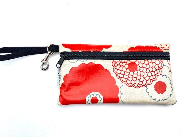 Large Wristlet in Red Flowers