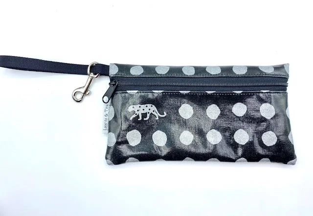 Large Wristlet in Silver Spots Leopard