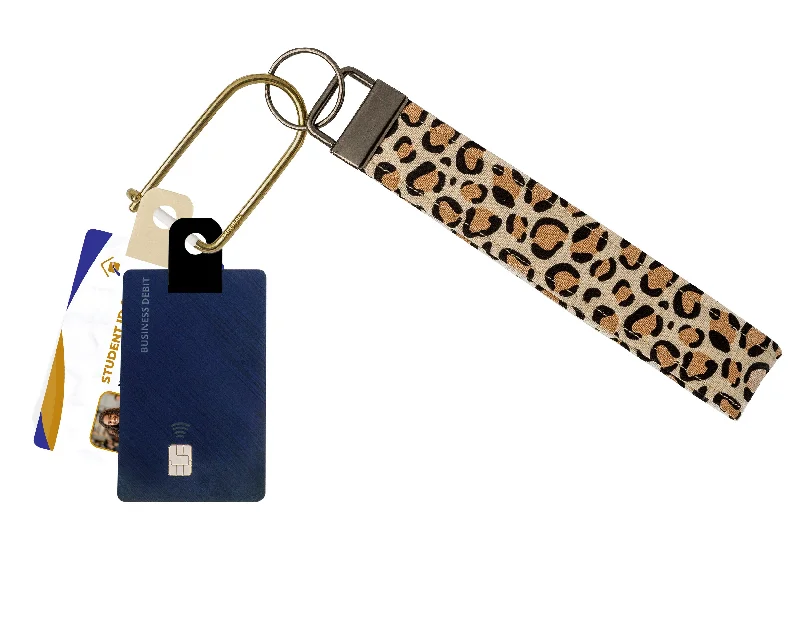 Leopard Print Fabric Keychain, Key Fob (Carabiner & Tabber Grabbers Not Included)