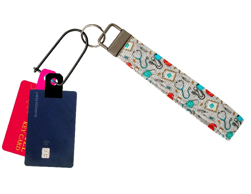 Medical Print Fabric Keychain, Key Fob (Carabiner & Tabber Grabbers Not Included)