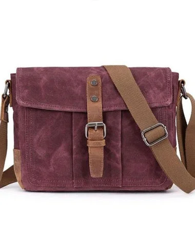 Mens Waxed Canvas Small Side Bag Messenger Bag Canvas Courier Bags for Men