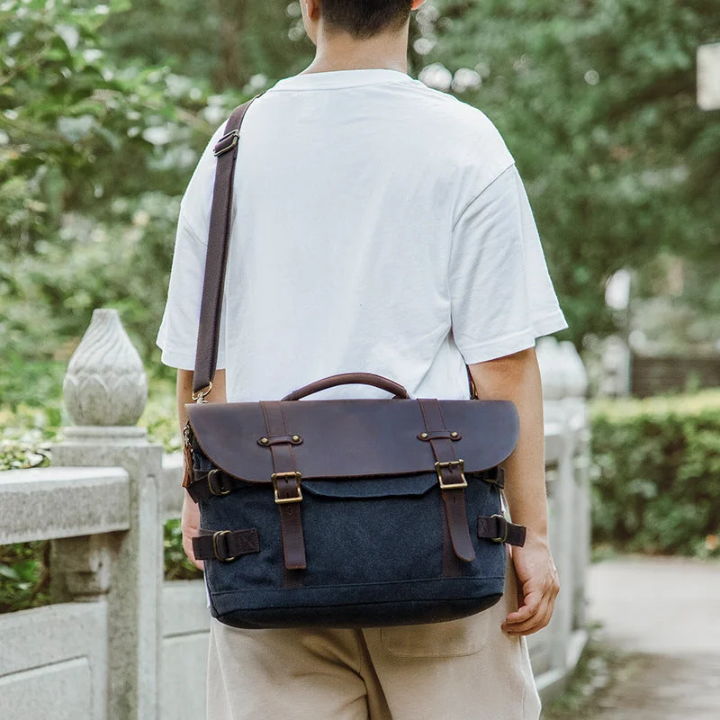 Waterproof Canvas Bag, Men's Briefcase , Leather laptop bag, Office shoulder bag, Best graduation gift