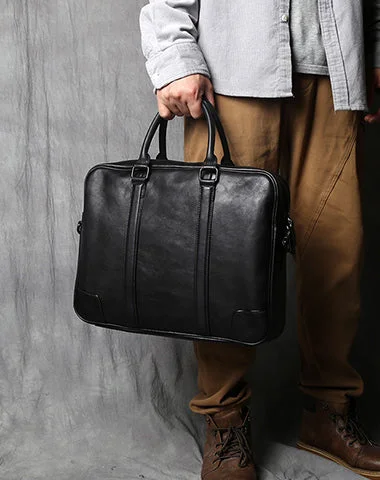 Vintage Leather Mens Briefcase Handbag Work Bag 15.6'' Laptop Briefcase Business Shoulder Bag for Men