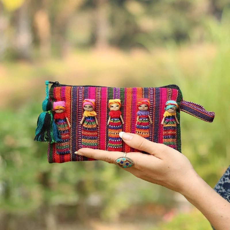 Woven Worry Doll Multicolor Pouch - Guatemala