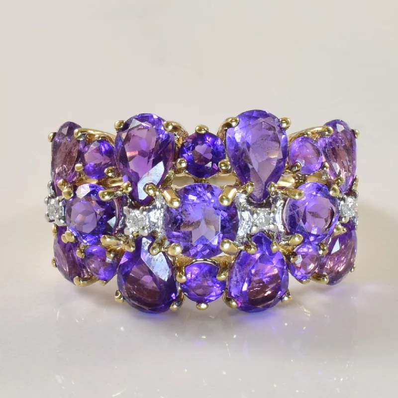 Timeless Elegance Now At Special Discounts Amethyst & Diamond Cluster Ring | 4.00ctw, 0.04ctw | SZ 6.5 | Timeless Elegance Now At Special Discounts Amethyst & Diamond Cluster Ring | 4.00ctw, 0.04ctw | SZ 6.5 |