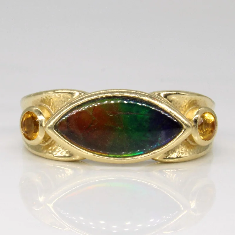 Bestselling Jewelry At Special Promotional Rates Ammolite & Citrine Cocktail Ring | 1.80ct, 0.16ctw | SZ 6.75 | Bestselling Jewelry At Special Promotional Rates Ammolite & Citrine Cocktail Ring | 1.80ct, 0.16ctw | SZ 6.75 |