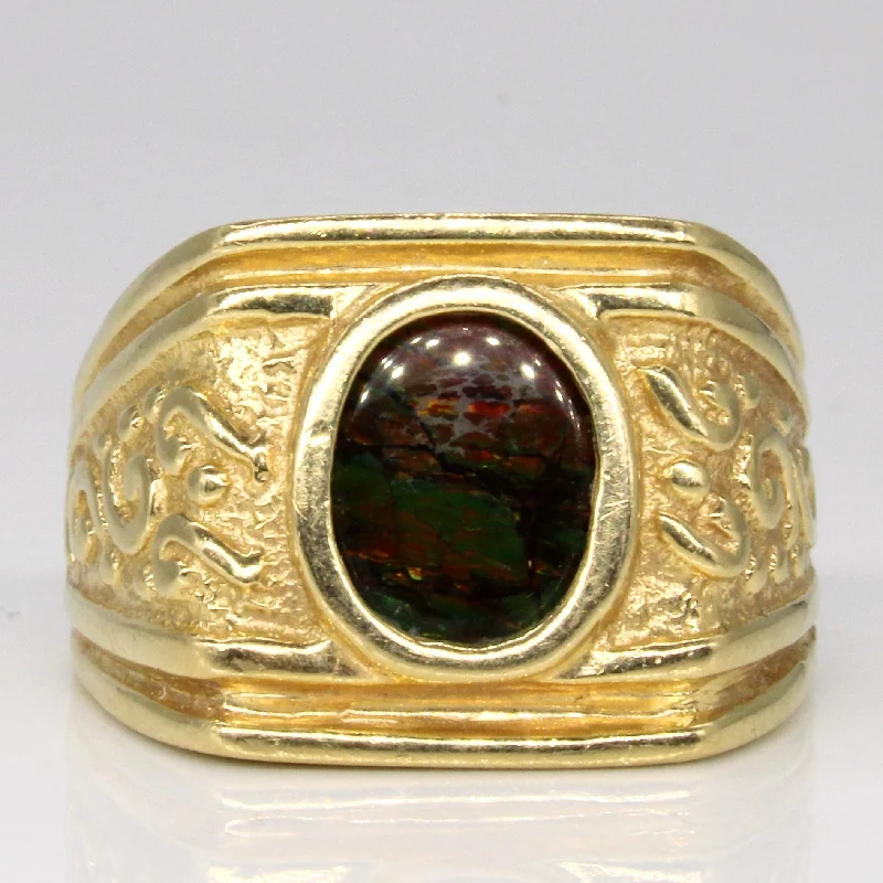 Limited-Time Offer On Elegant Jewelry Pieces Bezel Set Ammolite Ring with Carved Detailing | 0.75ct | SZ 8.25 | Limited-Time Offer On Elegant Jewelry Pieces Bezel Set Ammolite Ring with Carved Detailing | 0.75ct | SZ 8.25 |